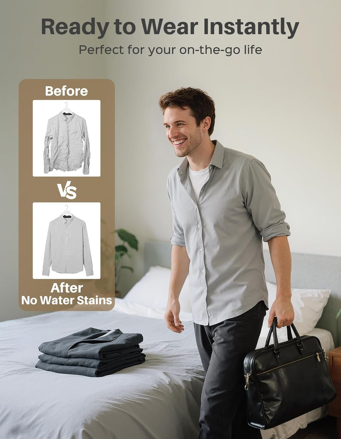 Vacuum Steamer for Clothes, 2500Pa Suction Handheld Clothes Steamer, 3 Modes, LED Display, Portable Travel Steamers for Clothes, Steaming & Ironing 2 in 1, 160Ml Water Tank (For 110-120V)